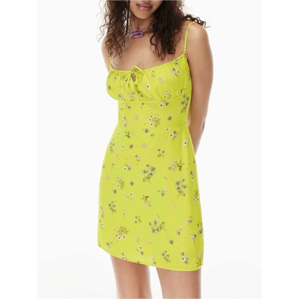 Aritzia Sunday Best Delilah Green Floral Print Mini Dress Women’s Size Small